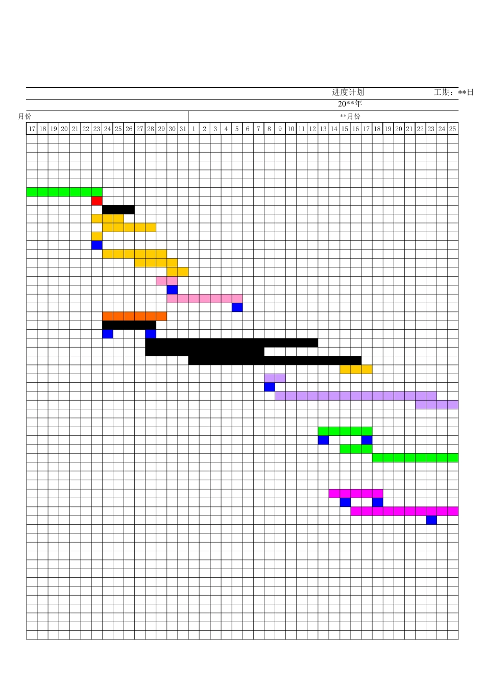 工程施工进度计划表范本_第3页