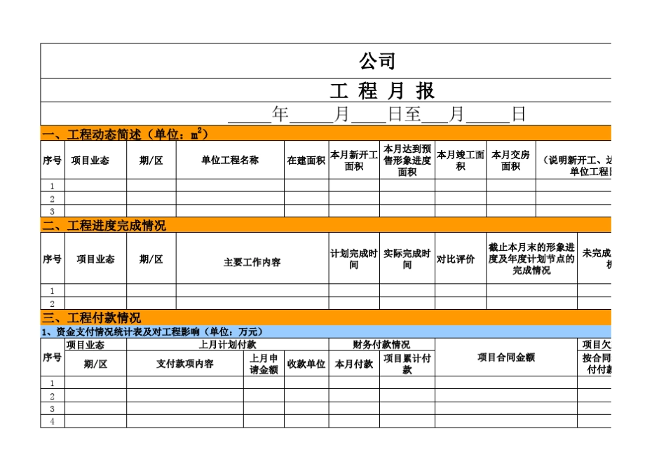 工程月报模板_第1页