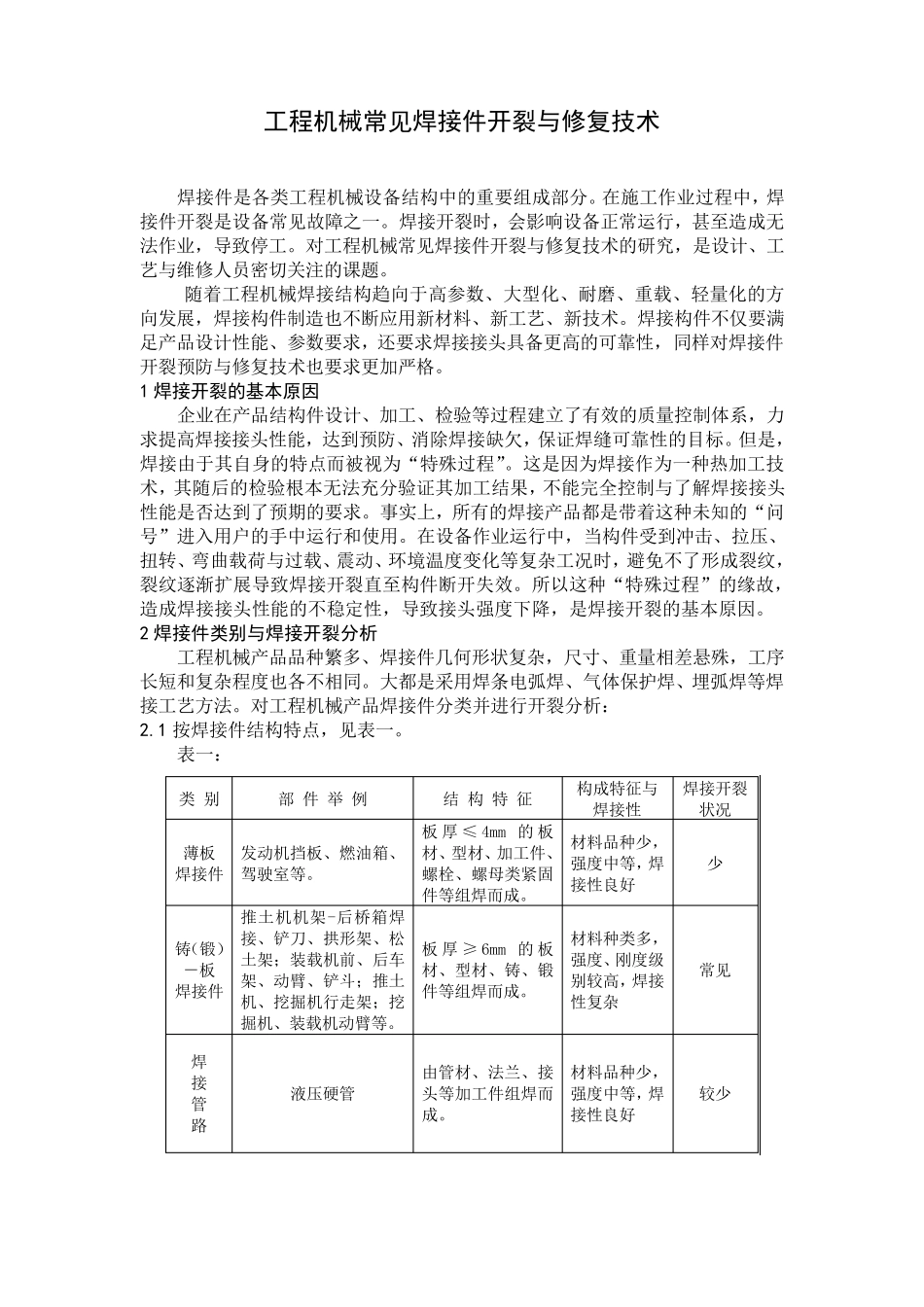 工程机械常见焊接开裂与修复技术_第1页
