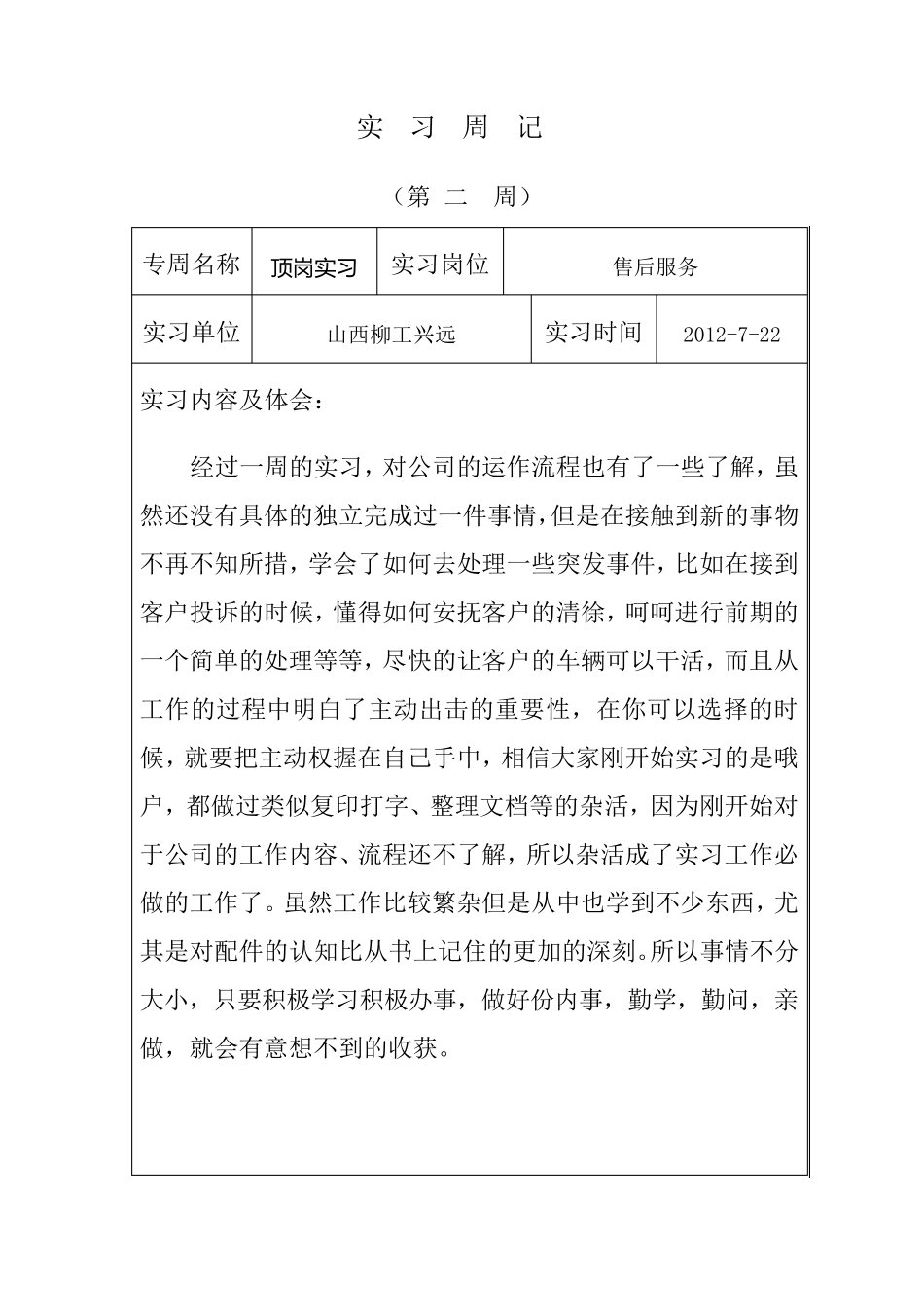 工程机械顶岗实习周记29篇_第2页