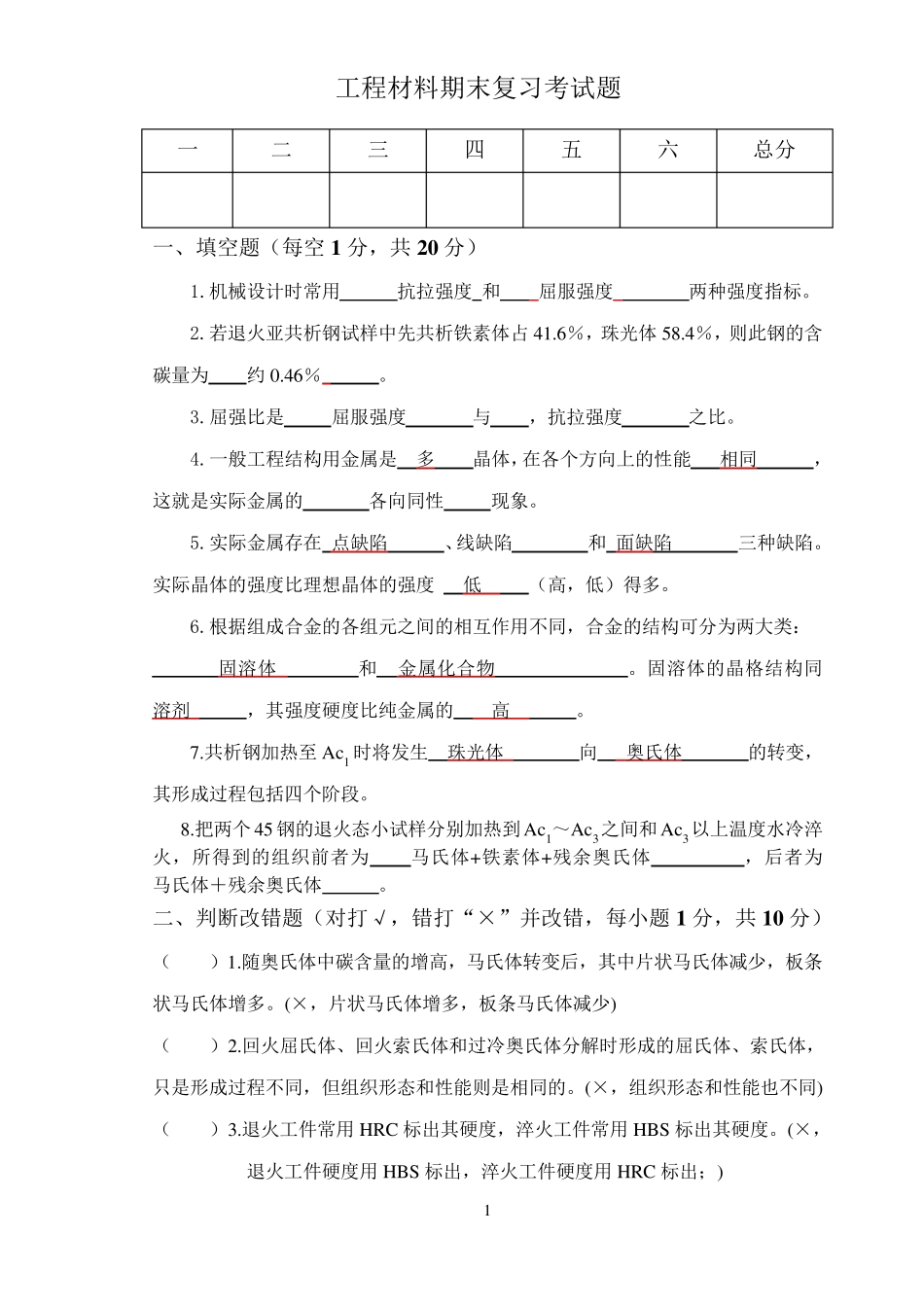 工程材料期末考试题_第1页