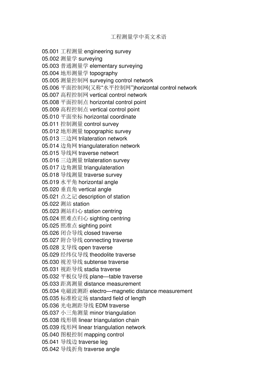 工程测量学中英文术语_第1页