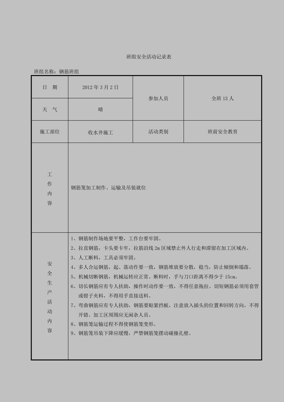 工程班组安全活动记录表(填写范例)_第2页
