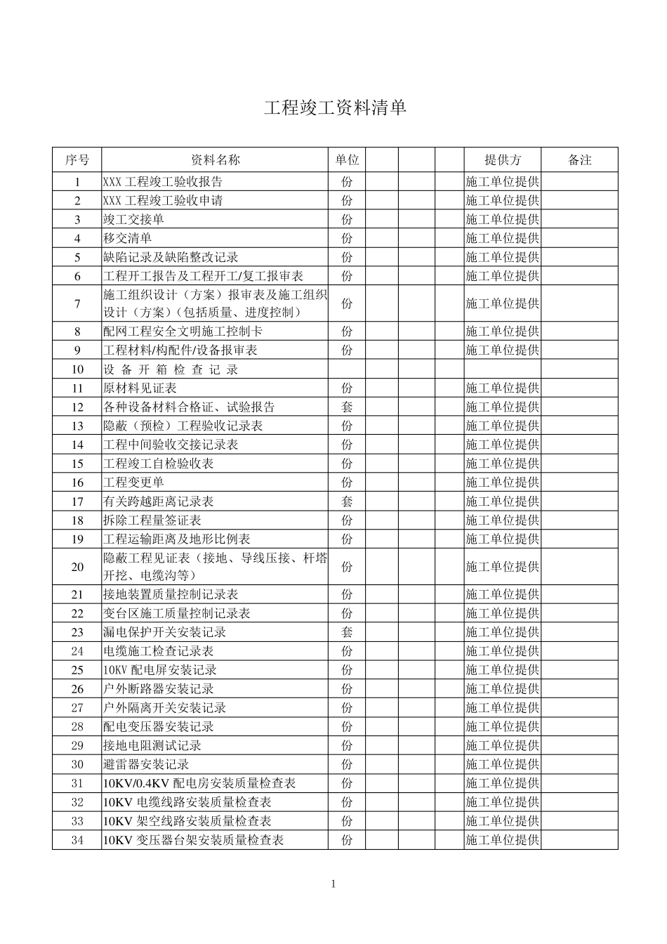 工程竣工资料清单_第1页