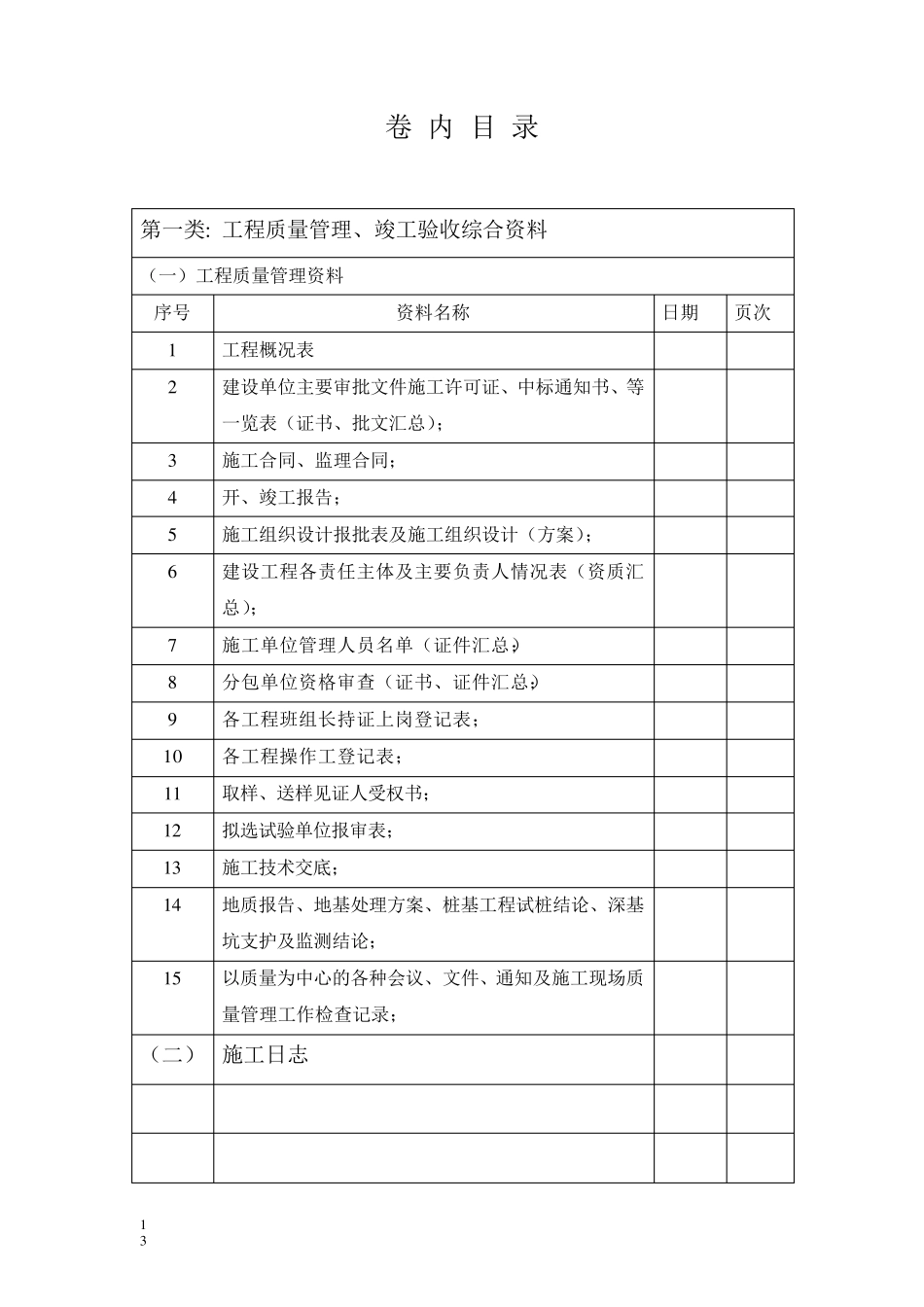 工程竣工资料目录陕西省_第1页