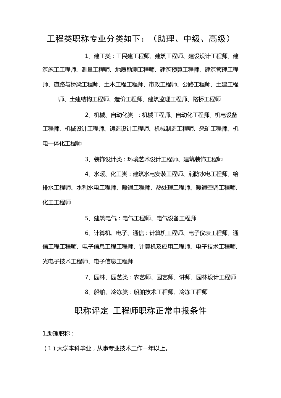 工程类职称专业分类如下_第1页
