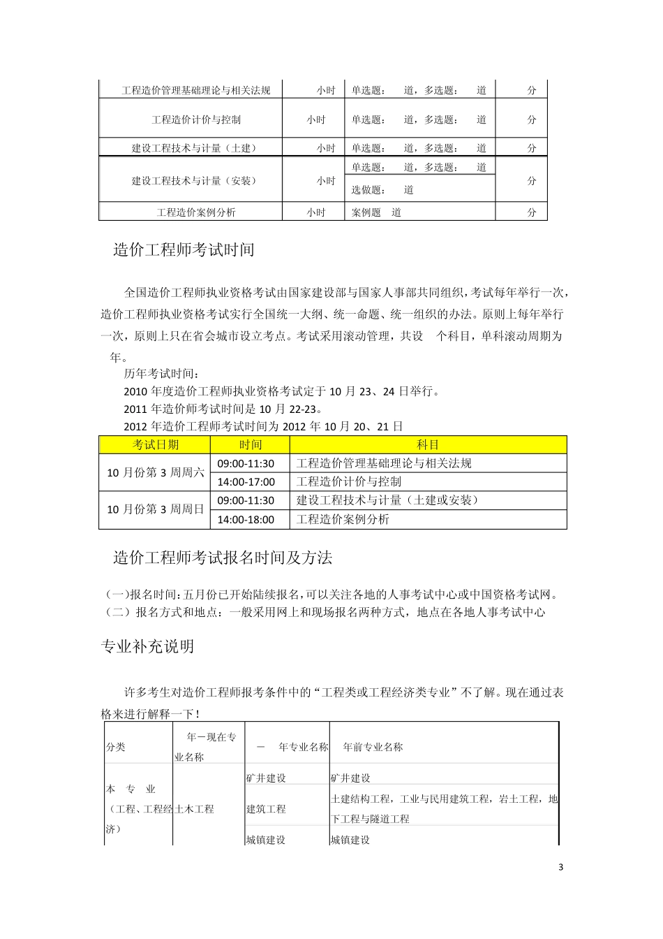 工程造价师报名条件、时间以及考试内容、时间等说明_第3页