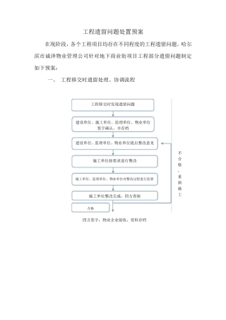 工程遗留问题处置预案