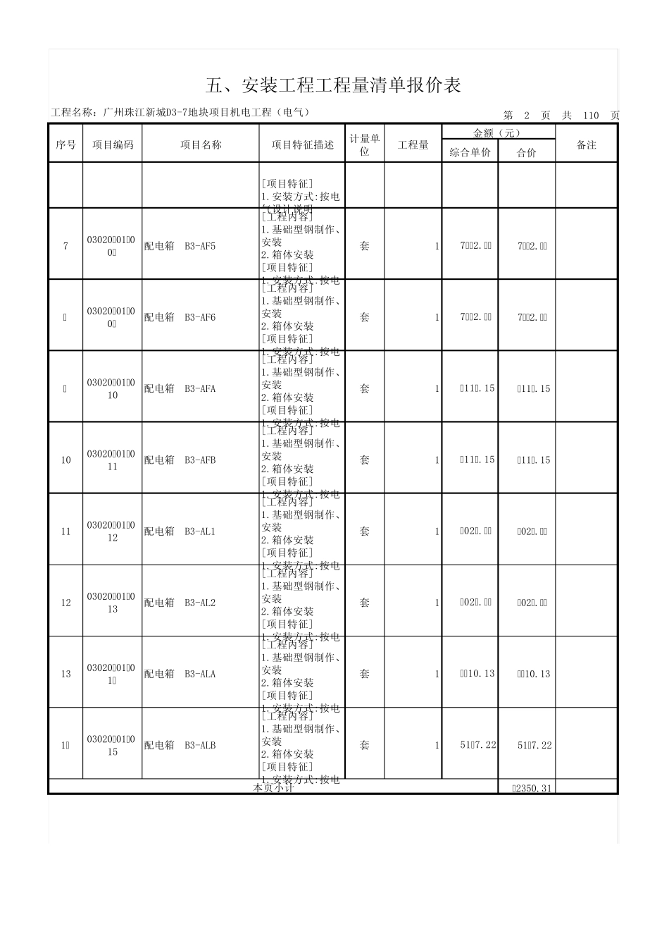 工程量清单(电气)_第2页