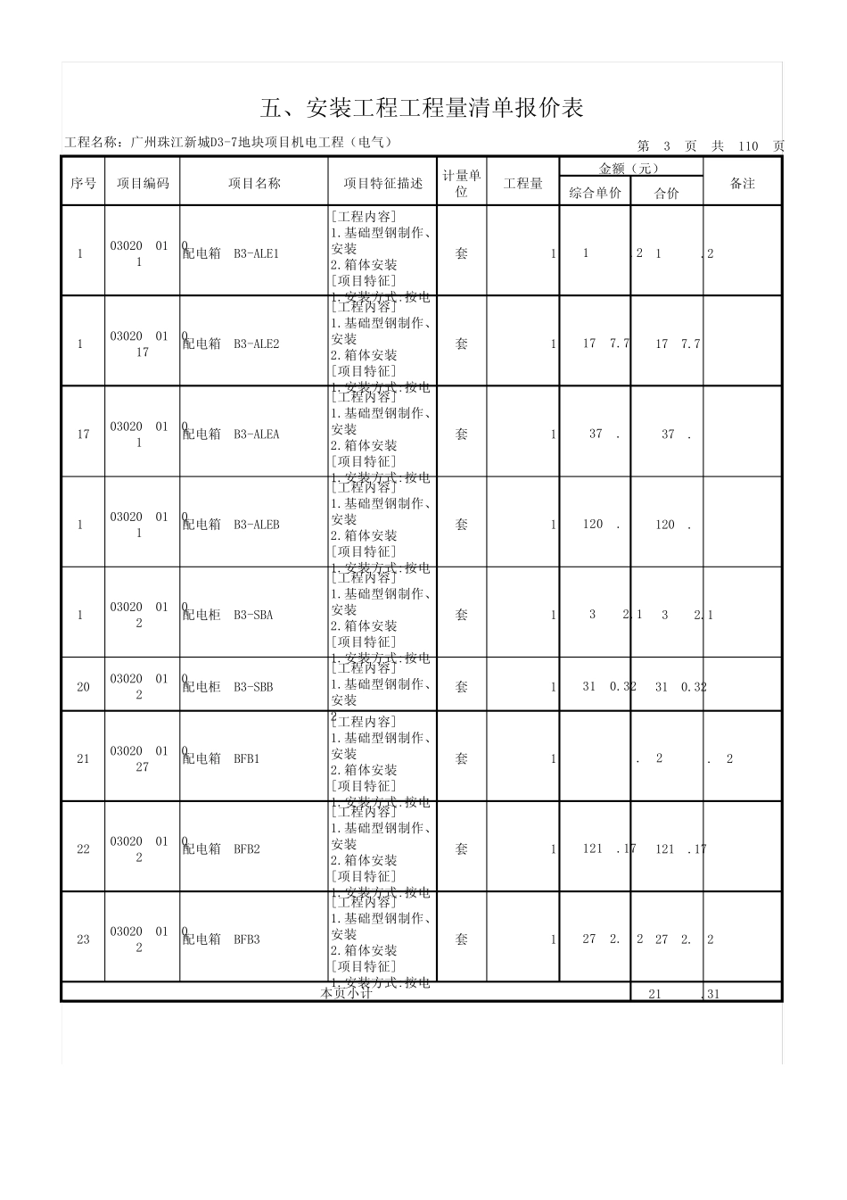 工程量清单(电气)_第3页