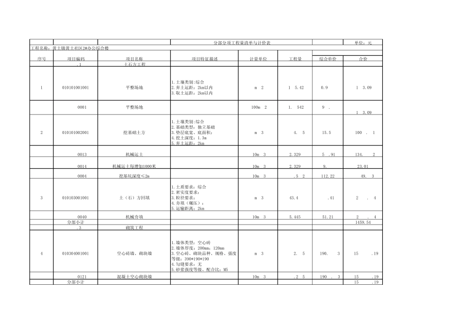 工程量清单列表_第1页