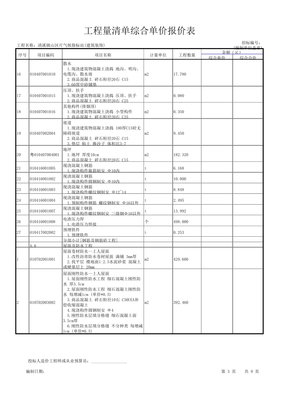 工程量清单综合单价报价表_第3页