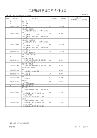 工程量清单综合单价报价表