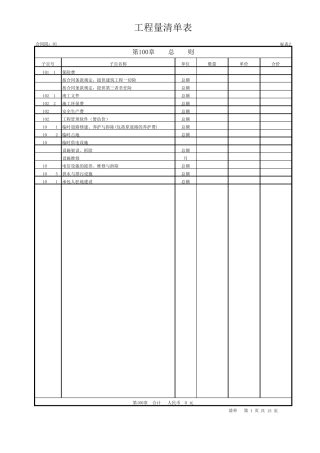 工程量清单表格