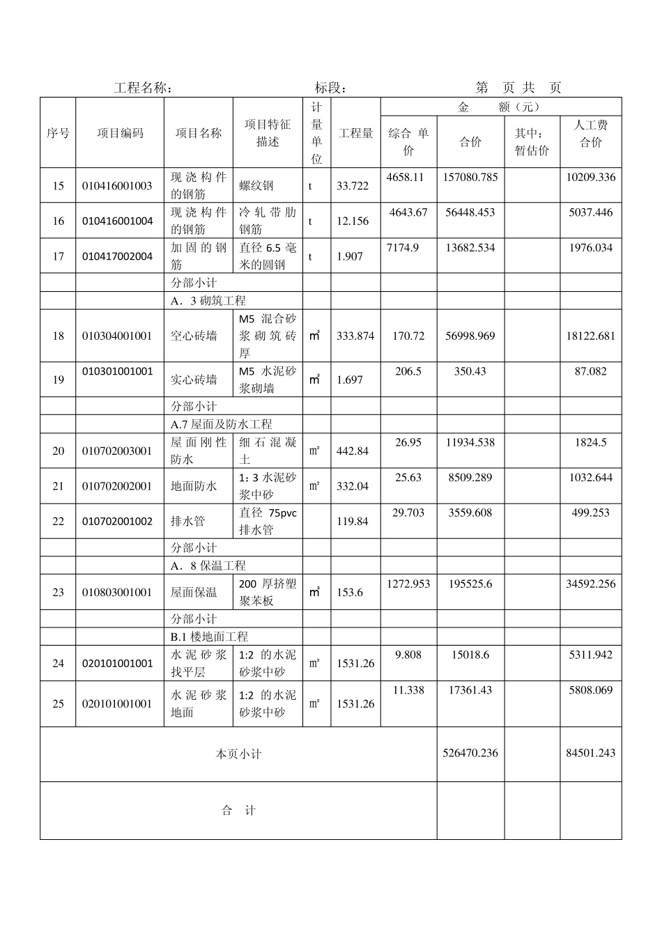 工程量清单计价表_第3页