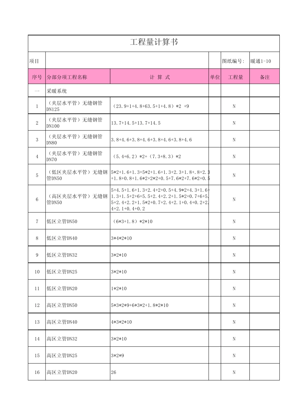 工程量计算书模板_第1页