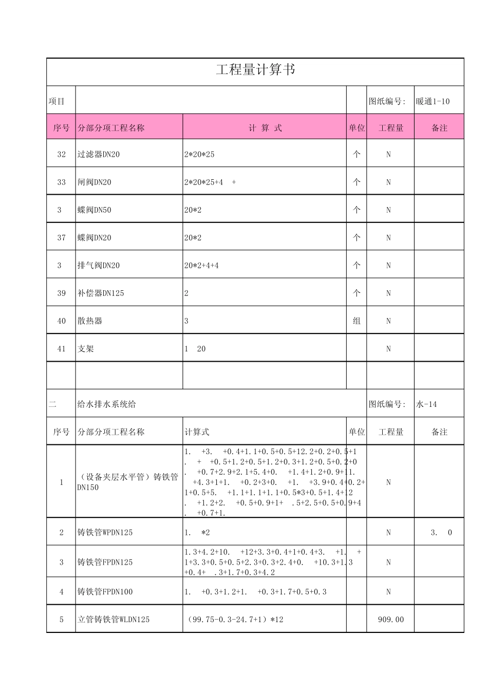 工程量计算书模板_第3页