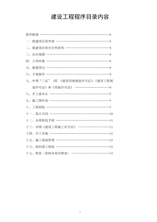 工程项目报建程序目录内容