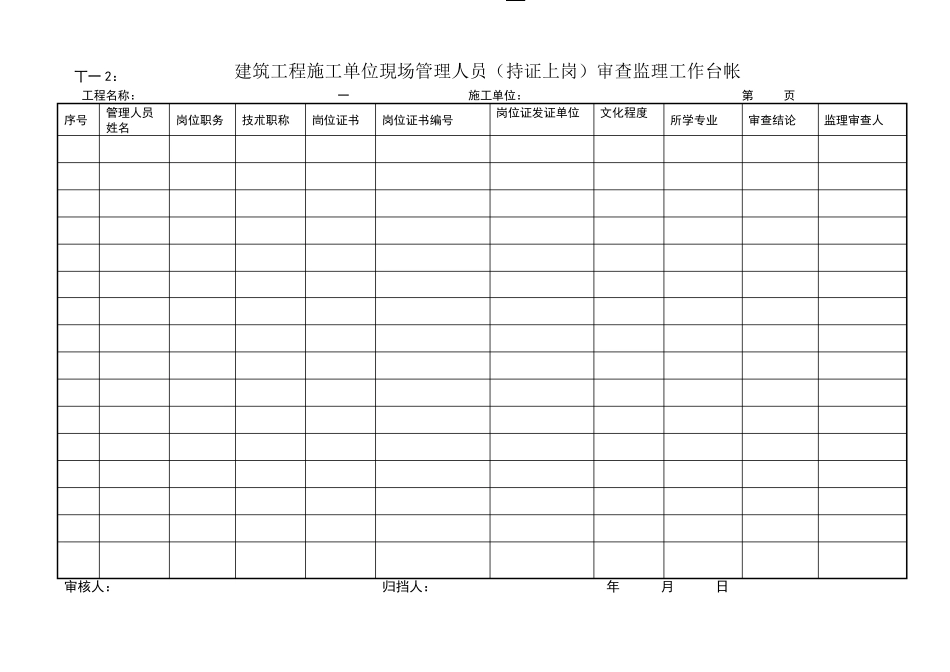 工程项目监理常用台账记录表格_第2页