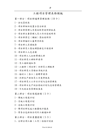 工程项目管理完整表单模版
