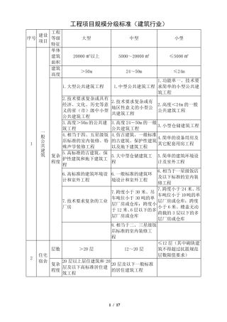 工程项目规模分级标准(评审)