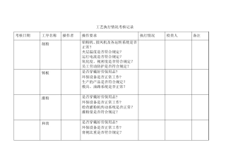 工艺执行情况考核记录