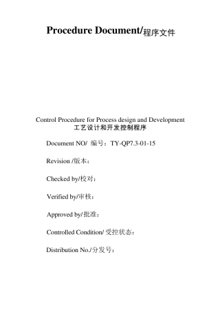 工艺设计和开发控制程序