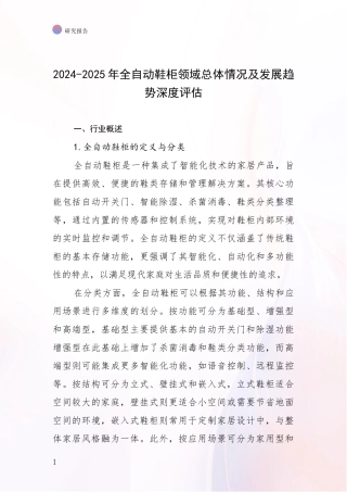 2024-2025年全自动鞋柜领域总体情况及发展趋势深度评估