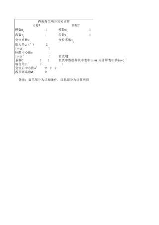 整理内齿变位啮合齿轮计算