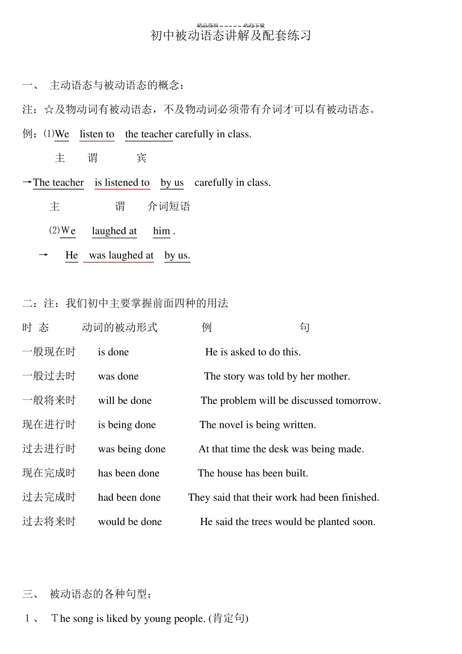 整理被动语态讲解及练习_第1页