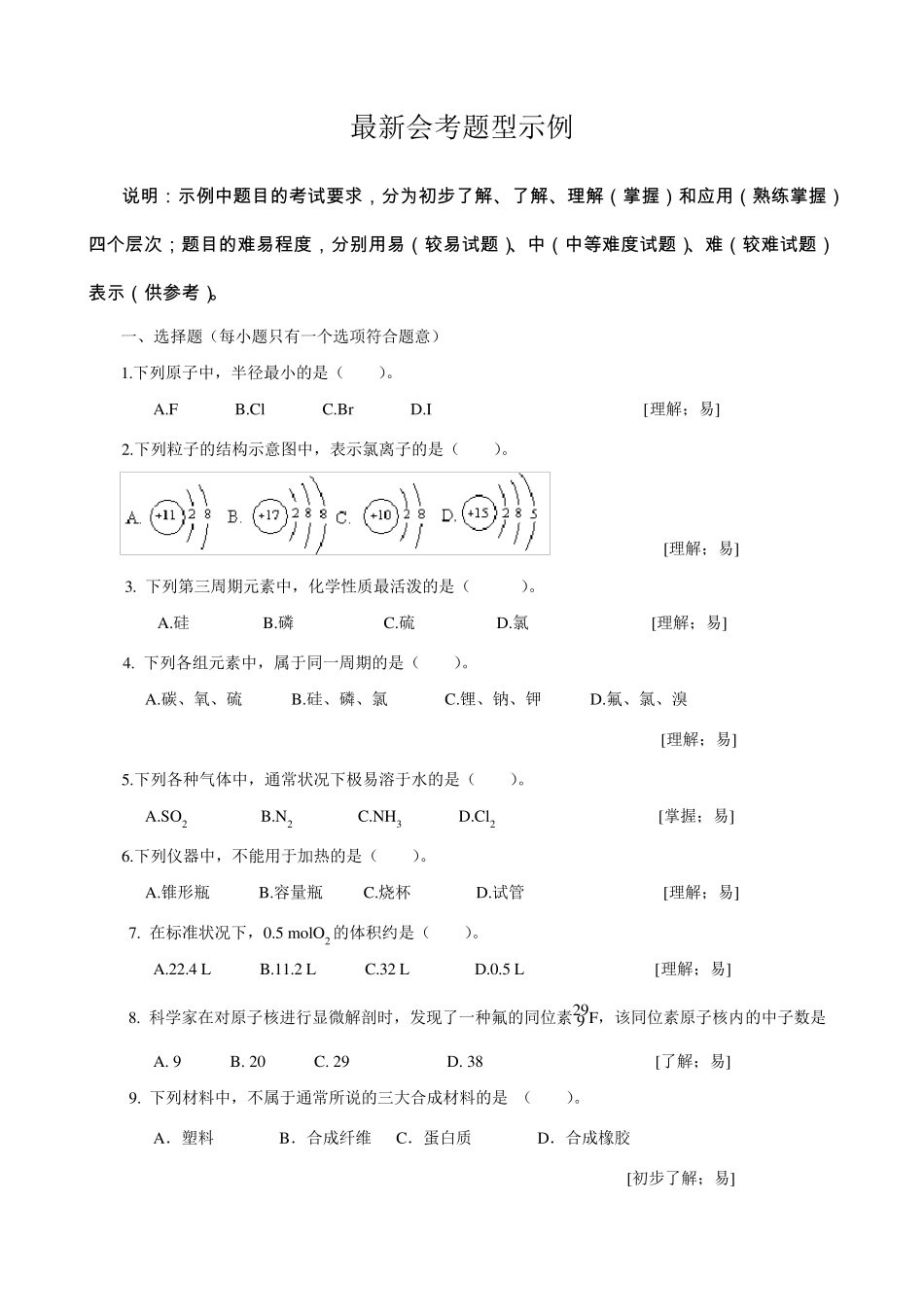 整理高中化学会考题库(试题及答案)_第1页
