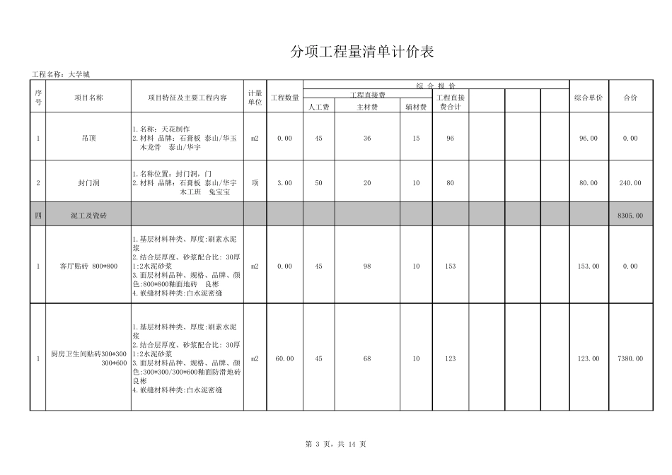 整装预算2020年报价清单_第3页