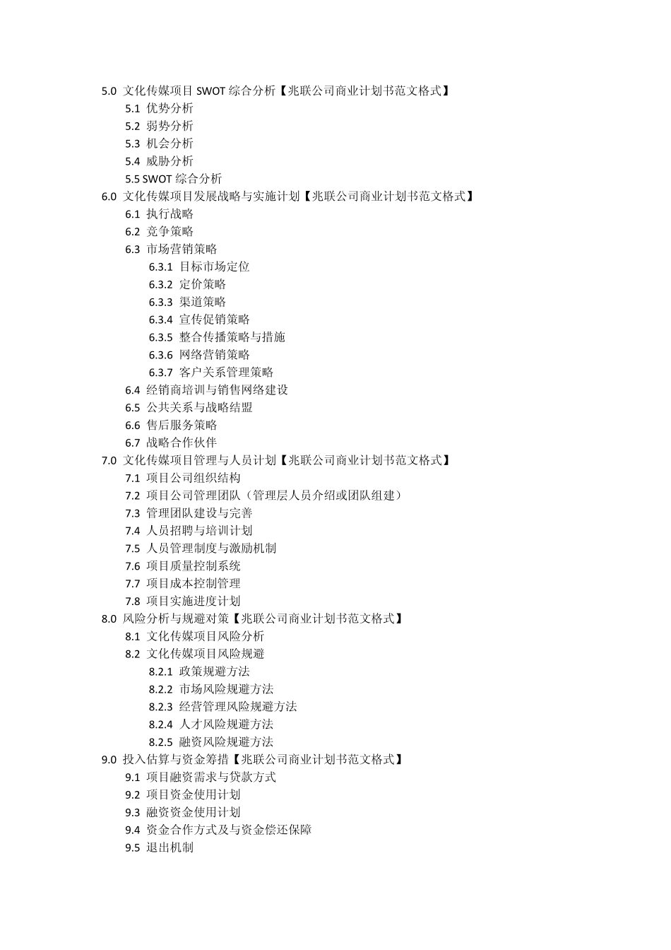文化传媒商业计划书范文格式(重要)_第2页