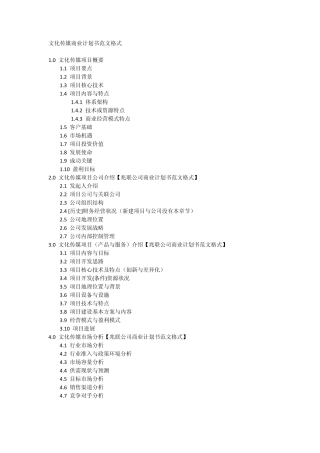 文化传媒商业计划书范文格式(重要)
