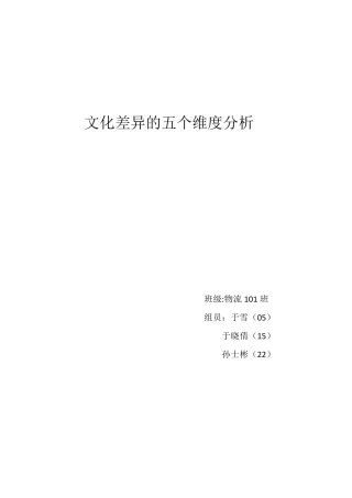 文化差异的五个维度分析