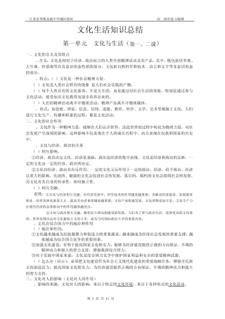 文化生活知识点归纳