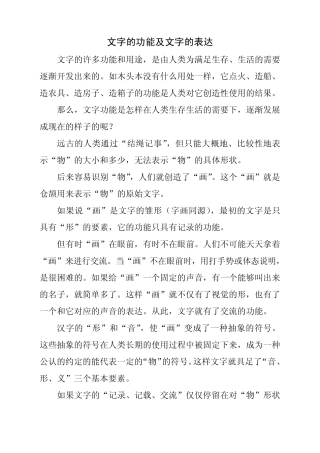 文字的功能及文字的表达