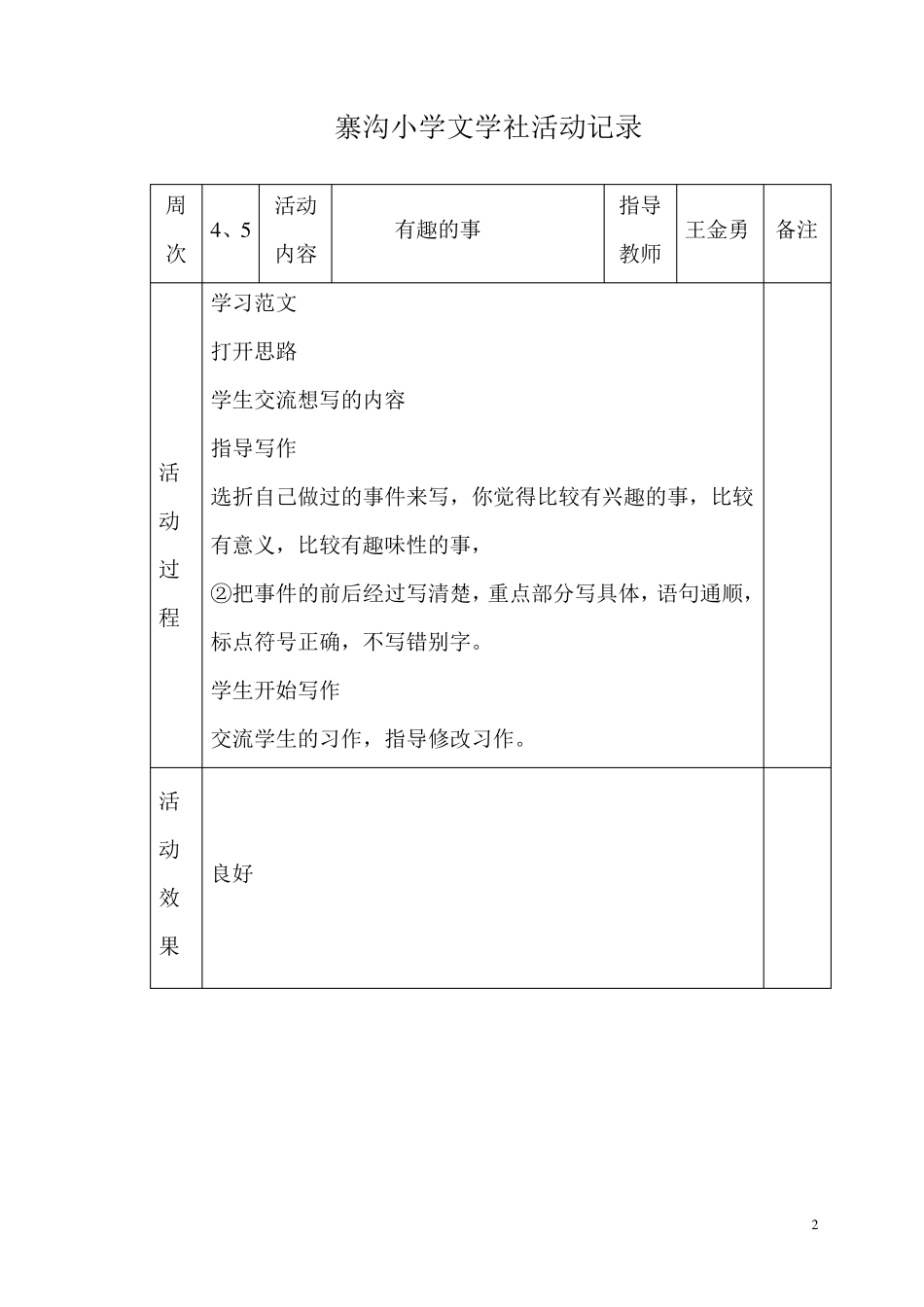 文学社活动记录表_第2页