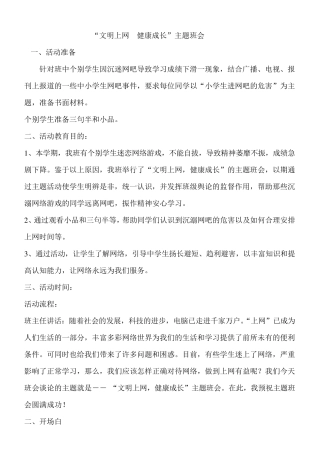文明上网健康成长主题班会