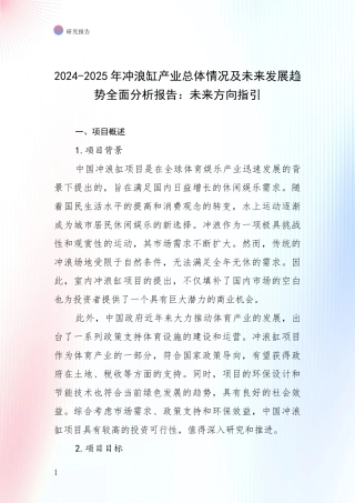 2024-2025年冲浪缸产业总体情况及未来发展趋势全面分析报告：未来方向指引