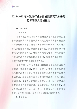 2024-2025年冲浪缸行业总体发展情况及未来趋势预测深入分析报告