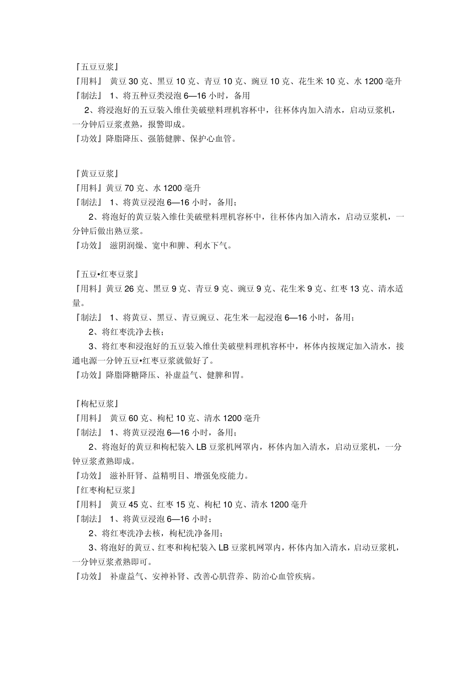 料理机的各种豆浆食谱_第1页