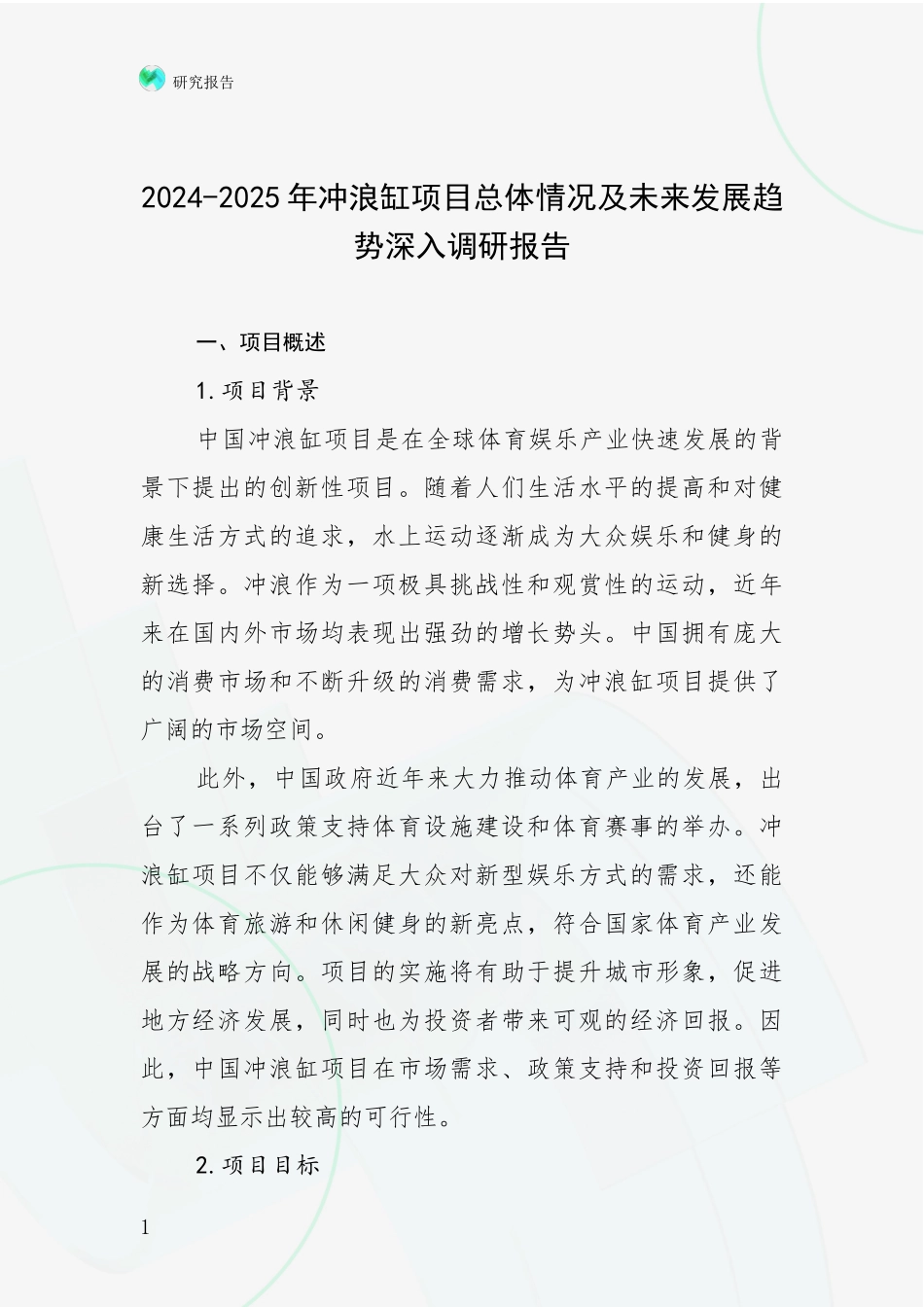 2024-2025年冲浪缸项目总体情况及未来发展趋势深入调研报告_第1页