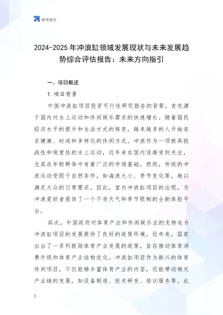 2024-2025年冲浪缸领域发展现状与未来发展趋势综合评估报告：未来方向指引