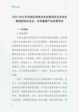 2024-2025年冲浪缸领域总体发展现状及未来发展趋势综合论证：未来重要产业发展导向