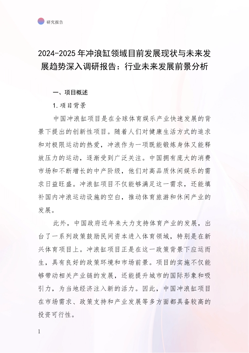 2024-2025年冲浪缸领域目前发展现状与未来发展趋势深入调研报告：行业未来发展前景分析_第1页