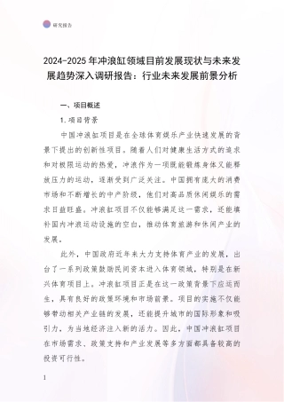 2024-2025年冲浪缸领域目前发展现状与未来发展趋势深入调研报告：行业未来发展前景分析