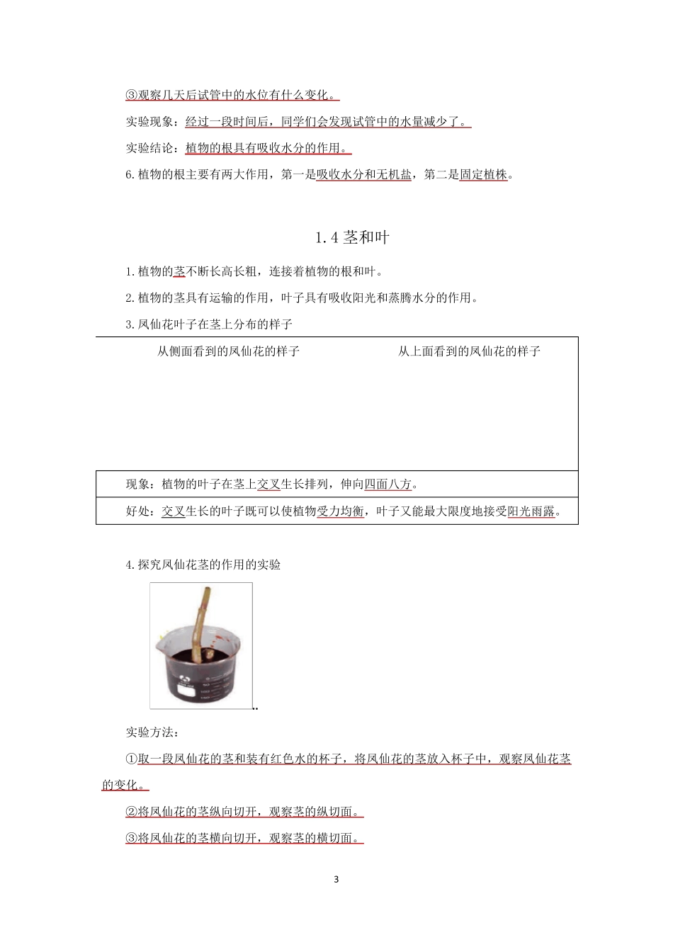 新2021教科版四年级科学下册第一单元《植物的生长变化》知识点整理_第3页