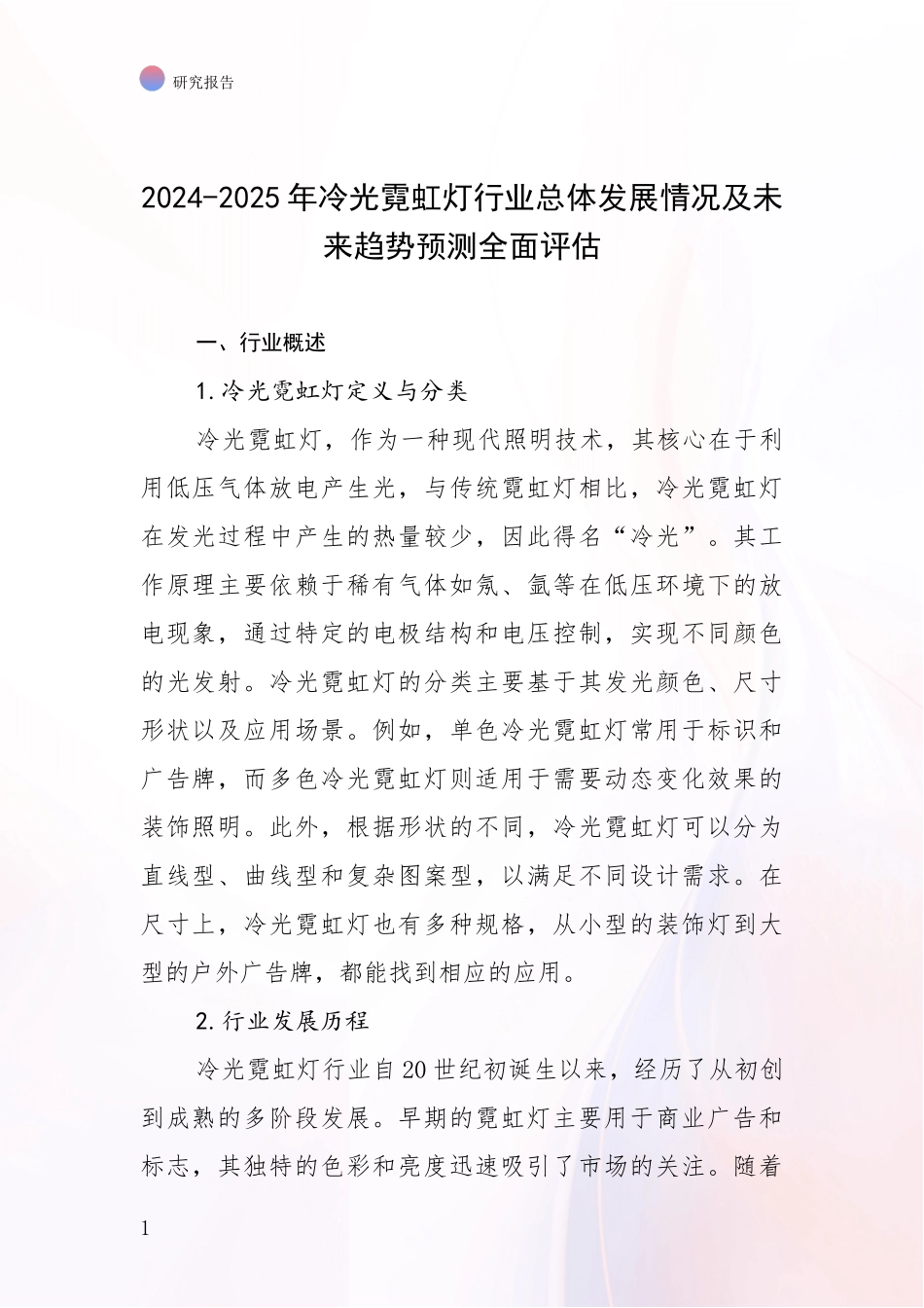 2024-2025年冷光霓虹灯行业总体发展情况及未来趋势预测全面评估_第1页