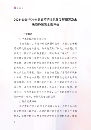 2024-2025年冷光霓虹灯行业总体发展情况及未来趋势预测全面评估